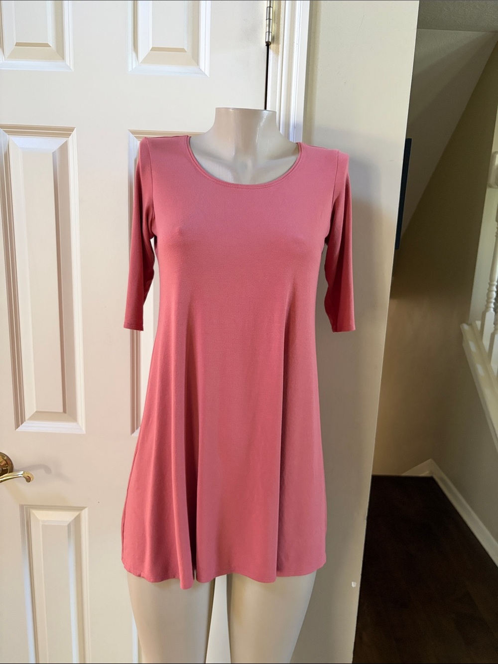 Eileen Fisher Rose Dusty Rose Scoop-Neck Swing Tunic, small